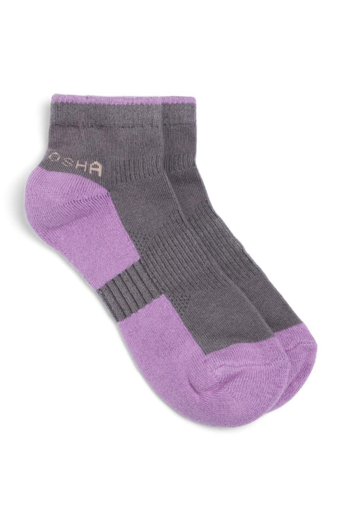 Lilac & Grey Ankle Length Cotton Sports Socks | Women